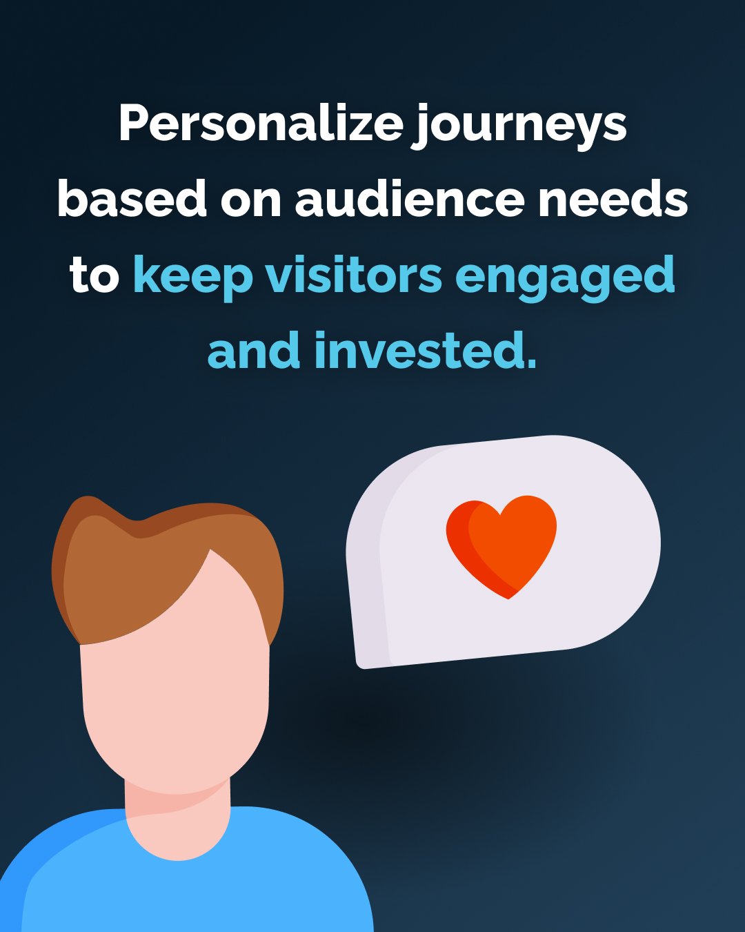 Personalize journeys based on audience needs to keep visitors engaged and invested.